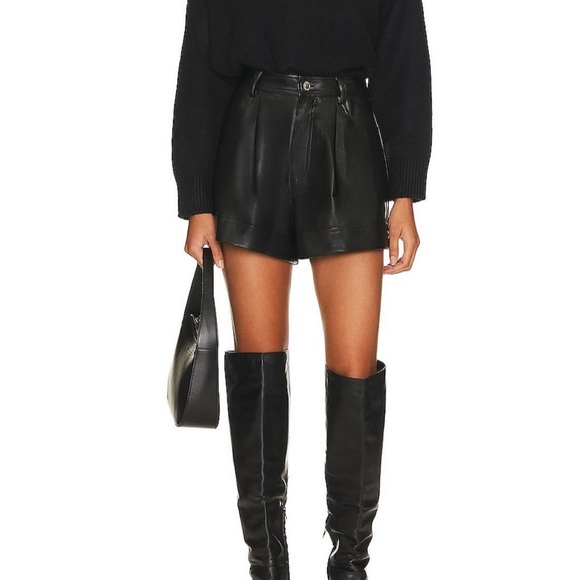 NWT faux black leather cuffed shorts - Picture 4 of 4